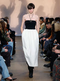 Runway image of model wearing Viscose Crepe Knit Dress in WHITE