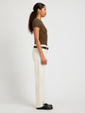 Proenza Schouler Side full length image of model wearing Quincy Top in Crochet in Wood