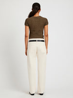 Proenza Schouler Back full length image of model wearing Quincy Top in Crochet in Wood