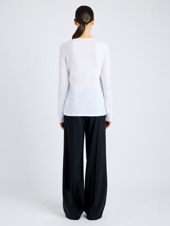 Proenza Schouler Back image of model wearing Solid Tissue Jersey Long Sleeve Tee in WHITE