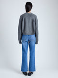 Back image of model wearing Eco Cashmere Cardigan in GREY MELANGE