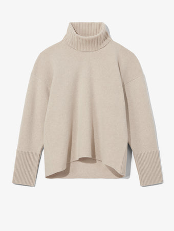 Still Life image of Doubleface Eco Cashmere Oversized Turtleneck Sweater in OATMEAL