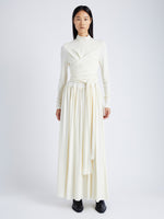 Front image of model wearing Meret Dress In Crepe Jersey in ivory