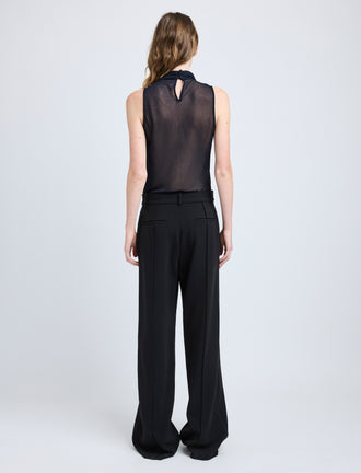 Proenza Schouler Back image of model wearing Weyes Pant in Matte Viscose Crepe in black