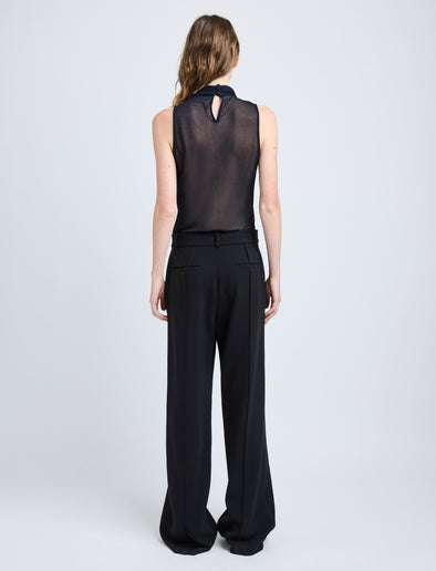 Proenza Schouler Back image of model wearing Weyes Pant in Matte Viscose Crepe in black