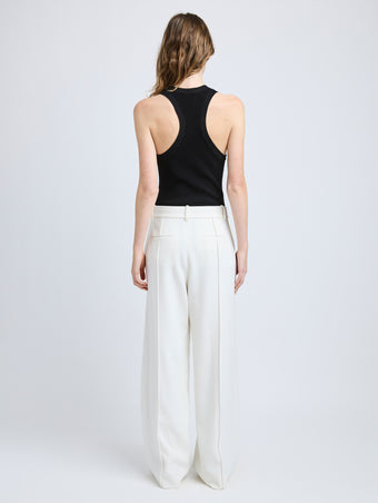 Proenza Schouler Back image of model wearing Weyes Pant In Matte Viscose Crepe in white