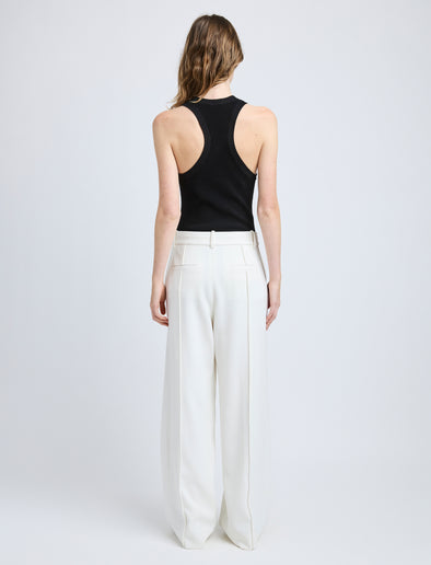 Proenza Schouler Back image of model wearing Weyes Pant In Matte Viscose Crepe in white