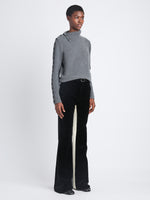 Side view of Camilla Sweater In Lofty Eco Cashmere in dark grey melange