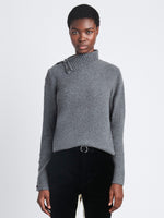 Cropped front view of Camilla Sweater In Lofty Eco Cashmere in dark grey melange