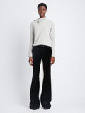 Front image of model wearing Camilla Sweater In Lofty Eco Cashmere in light grey melange