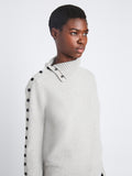Detail image of model wearing Camilla Sweater In Lofty Eco Cashmere in light grey melange