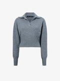 Flat image of Jeanne Polo Sweater in Eco Cashmere in grey melange