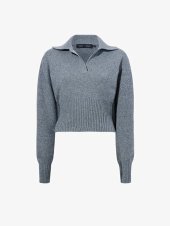 Flat image of Jeanne Polo Sweater in Eco Cashmere in grey melange