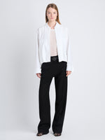 Front image of  image of Emerson Jacket In Washed Cotton Poplin in white unzipped