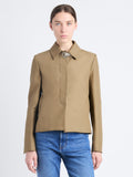 Front cropped image of model wearing Lana Jacket In Eco Cotton Twill in DRAB