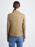 Detail image of model wearing Lana Jacket In Eco Cotton Twill in DRAB