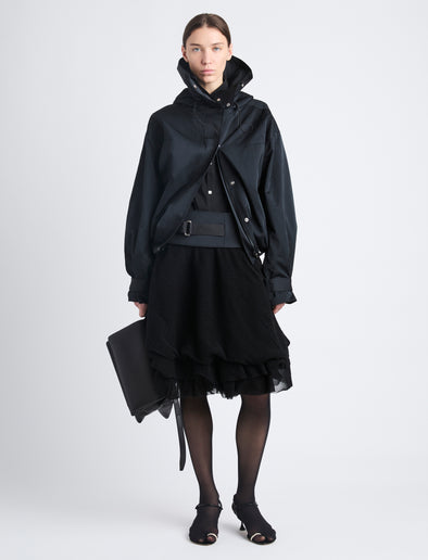 Front image of model wearing Maxwell Anorak In Nylon Gabardine in black