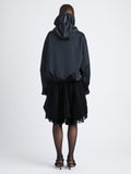 Back image of model wearing Maxwell Anorak In Nylon Gabardine in black