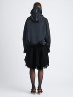 Back image of model wearing Maxwell Anorak In Nylon Gabardine in black