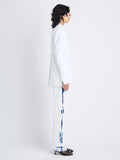 Side image of model in Sandis Jacket In Cotton Viscose in white