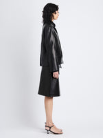 Side image of model in Roos Jacket In Leather in black