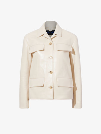 Flat image of Roos Jacket In Lacquered Leather in ecru