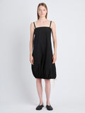 Front full length image of model wearing Emilia Dress In Lightweight Crinkle Poplin in BLACK