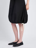 Detail image of model wearing Emilia Dress In Lightweight Crinkle Poplin in BLACK