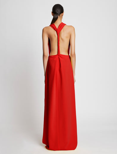 Faye Backless Twist Back Dress in Matte Double Crepe