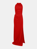 Flat image of Faye Backless Dress In Matte Viscose Crepe in red