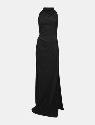 Flat image of Matte Crepe Backless Dress in black