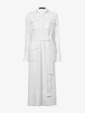 Flat image of Vanessa Dress in Matte Viscose Crepe in white