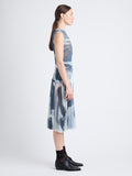 Side image of model wearing Zoe Dress In Printed Nylon Jersey in slate