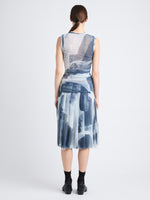 Back image of model wearing Zoe Dress In Printed Nylon Jersey in slate
