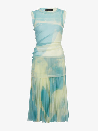 Flat image of Zoe Dress in Printed Nylon Jersey in cyan