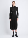 Front image of model wearing Riley Dress In Pleated Jersey in black
