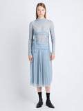 Front image of model wearing Riley Dress In Pleated Jersey in steel