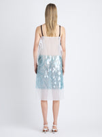 Back image of model in Dia Dress In Glass Sequin Embroidery in clear