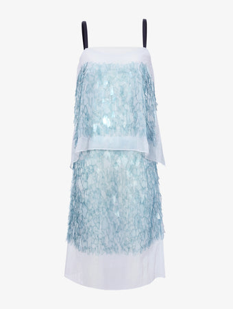Flat image of Dia Dress In Glass Sequin Embroidery in clear