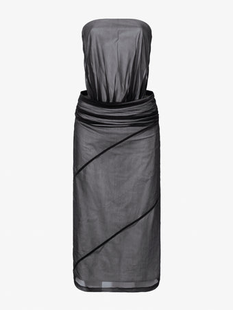Flat image of Gwen Strapless Dress In Silk Nylon in black