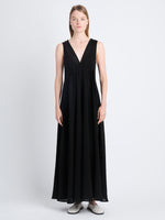 Front full length image of model wearing Lorna Dress In Viscose Mesh in BLACK