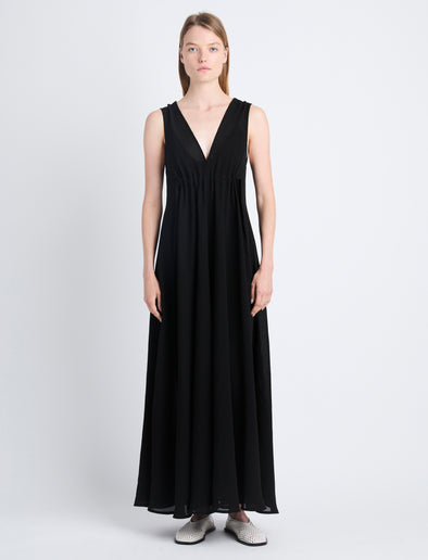 Front image of model wearing Lorna Dress In Viscose Mesh in BLACK