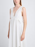 Detail image of model wearing Lorna Dress In Viscose Mesh in OFF WHITE