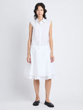 Front full length image of model wearing Cindy Dress In Washed Cotton Poplin in WHITE