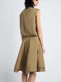 Detail image of model wearing Cindy Dress In Washed Cotton Poplin in DRAB