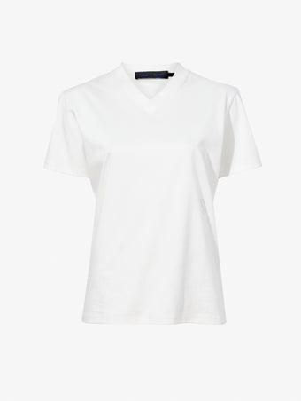 Flat product image of Talia V-Neck Top In Eco Cotton Jersey in white