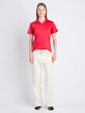 Front full length image of model wearing Talia V-Neck Top In Eco Cotton Jersey in RED