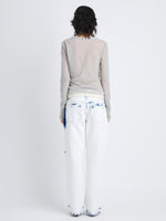 Back image of model wearing Dara Top In Technical Nylon Jersey in smoke