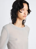 Detail image of model wearing Dara Top In Technical Nylon Jersey in smoke
