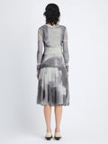 Back image of model wearing Judy Skirt In Printed Nylon Jersey in slate